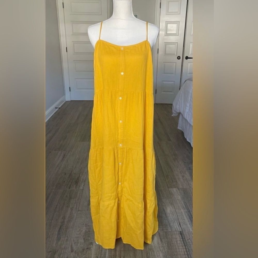 NWT Loft Cotton Golden Yellow tiered Maxi dress. LP